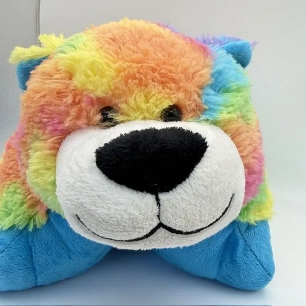 Pillow Pets Glow Pet Light Up Rainbow Tie Dye Bear 2013 Nite Lite Tested Working